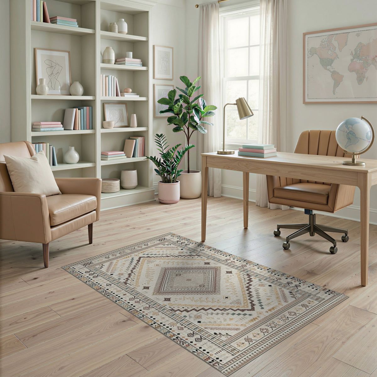Beige Southwestern Geometric Area Rug