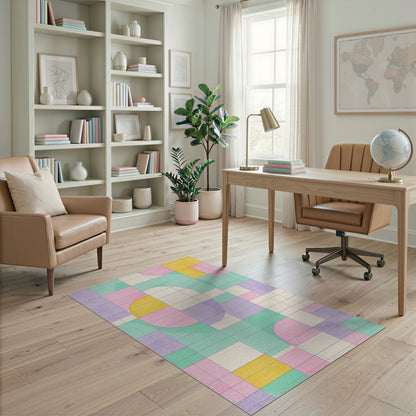Pastel Geometric Circle Area Rug
