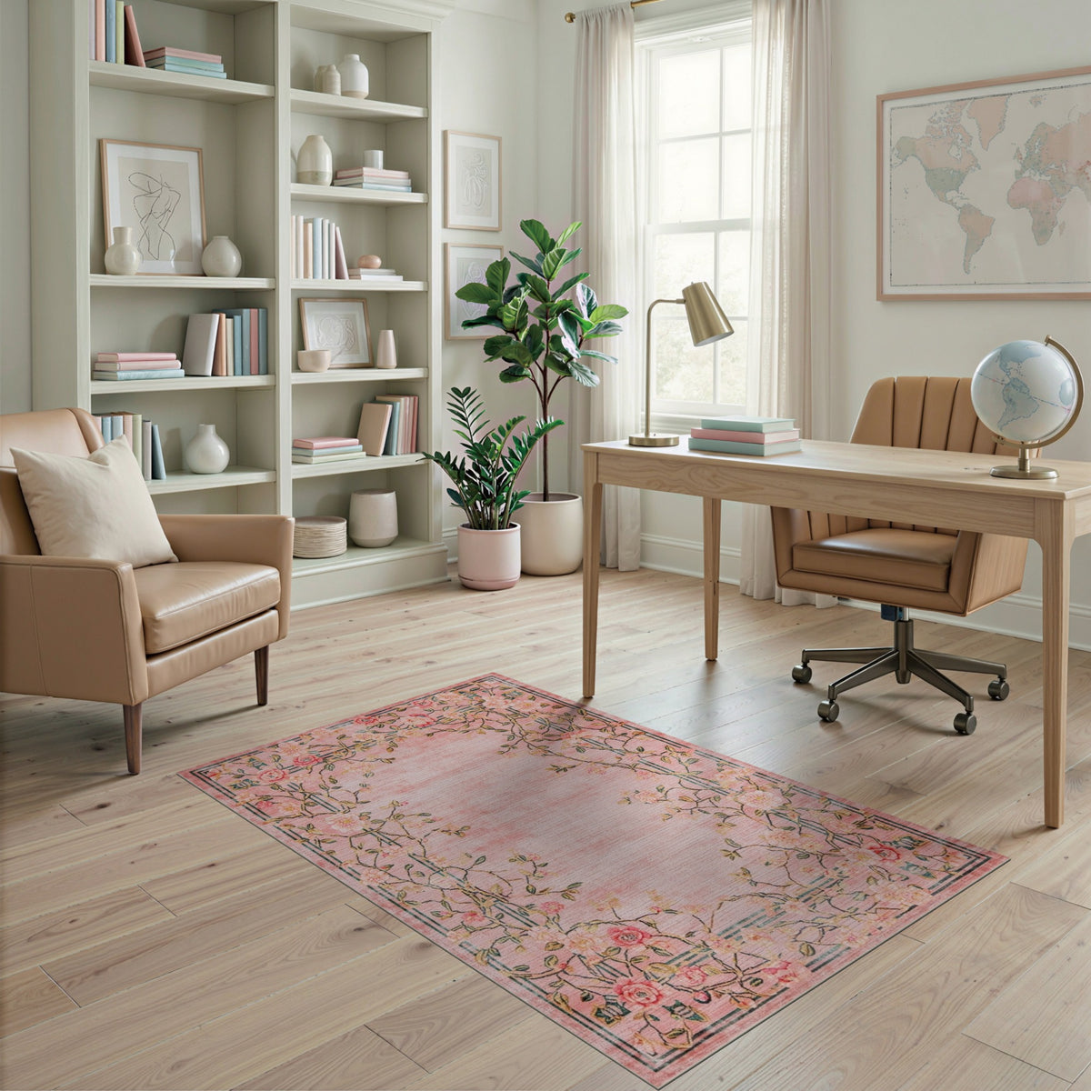 Pink Rose Floral Vintage No. 22 Area Rug