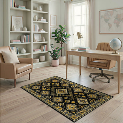 Heritage Tribal Black and Gold Area Rug