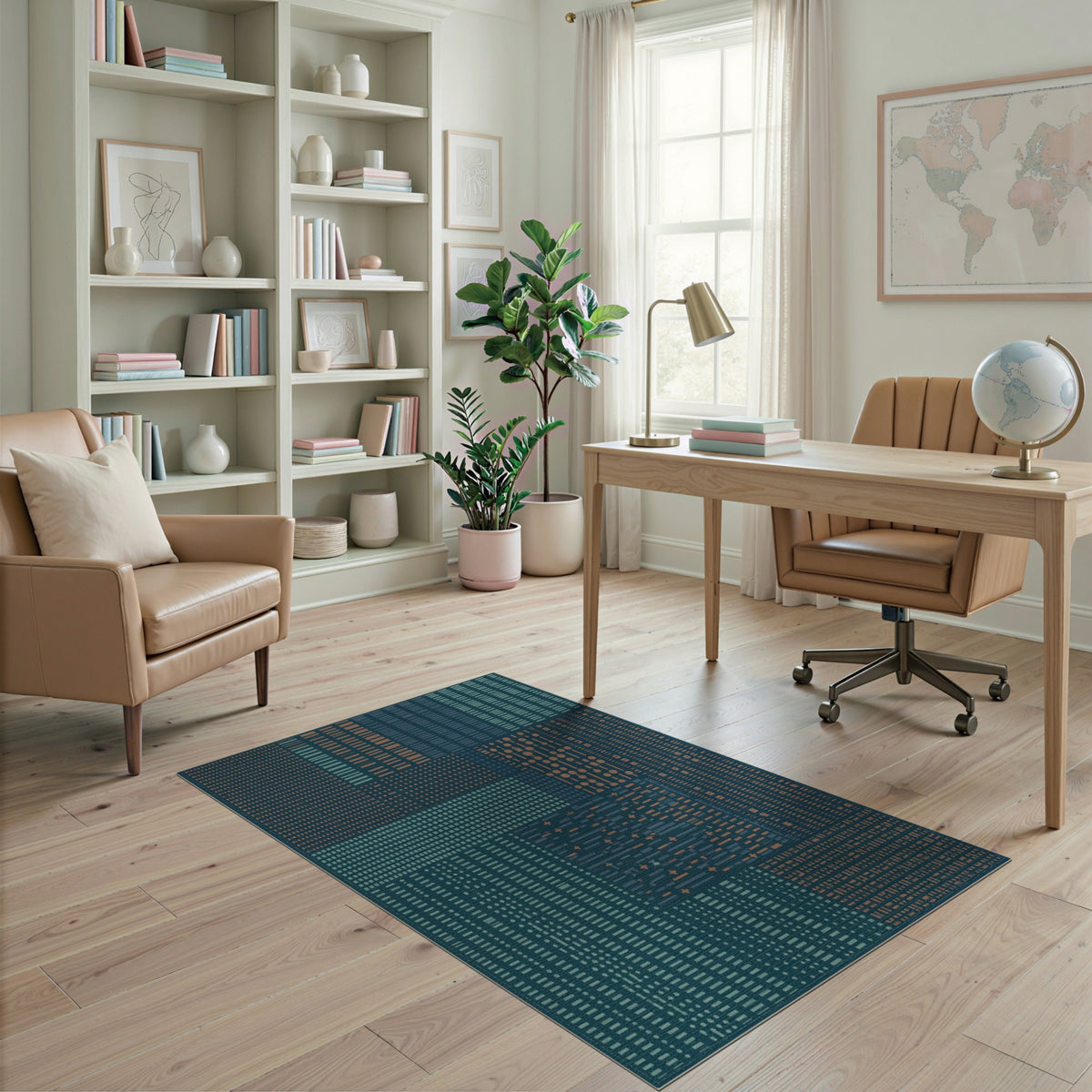 Geometric Modern Geometric Blue Teal Area Rug