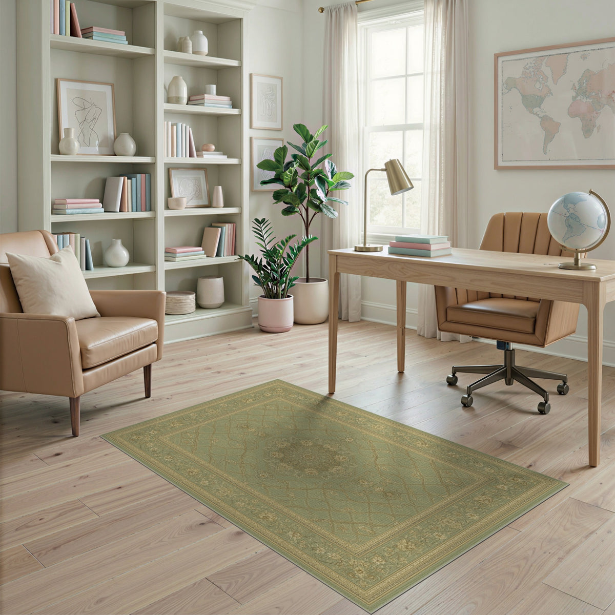 Sage Green Floral Vintage No. 41 Area Rug