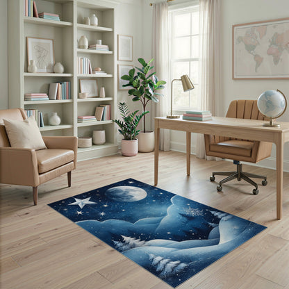 Moonlit Winter Snowscape Area Rug