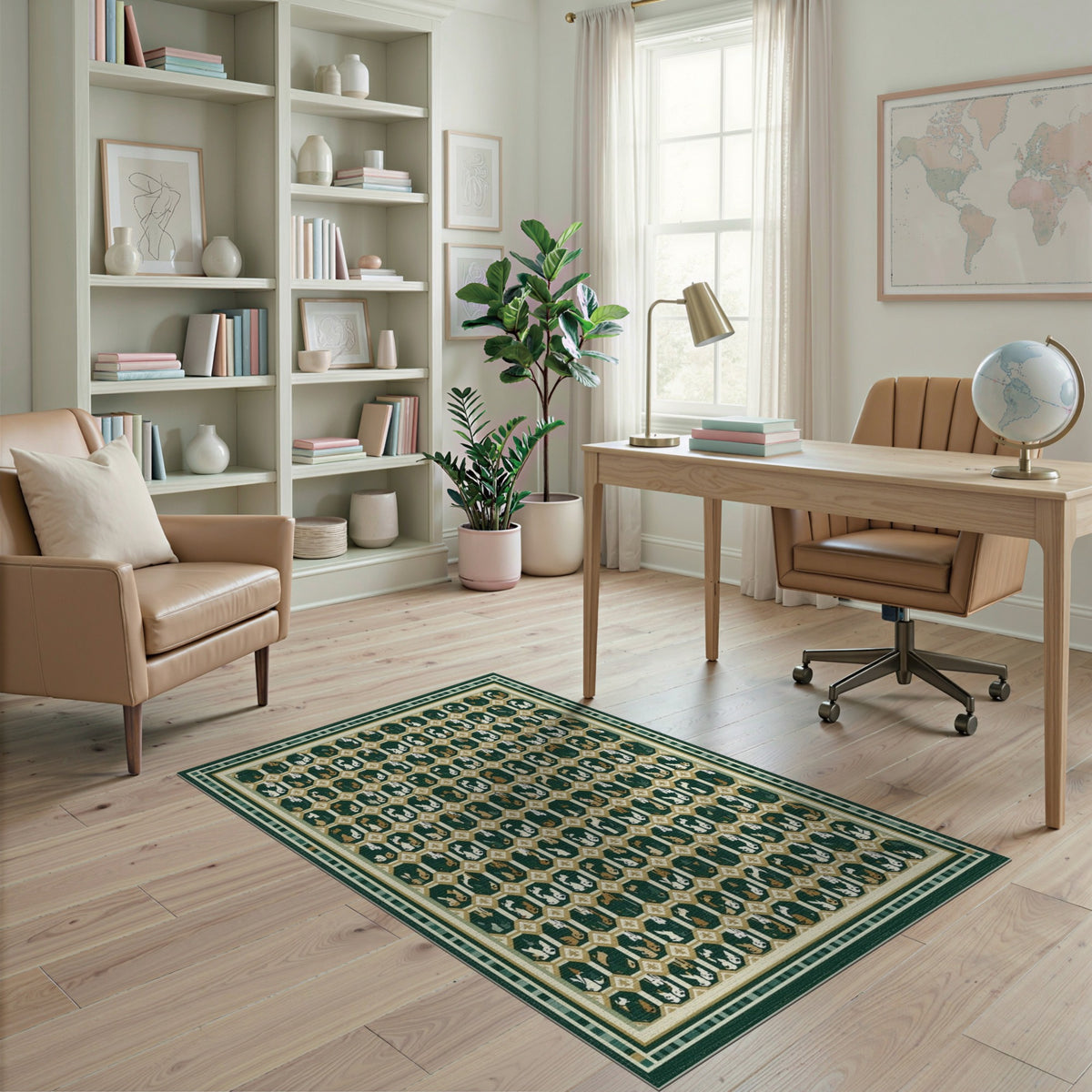 Green Bunny Lattice Area Rug