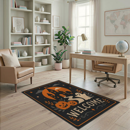 Halloween Welcome Ghost Pumpkin Area Rug