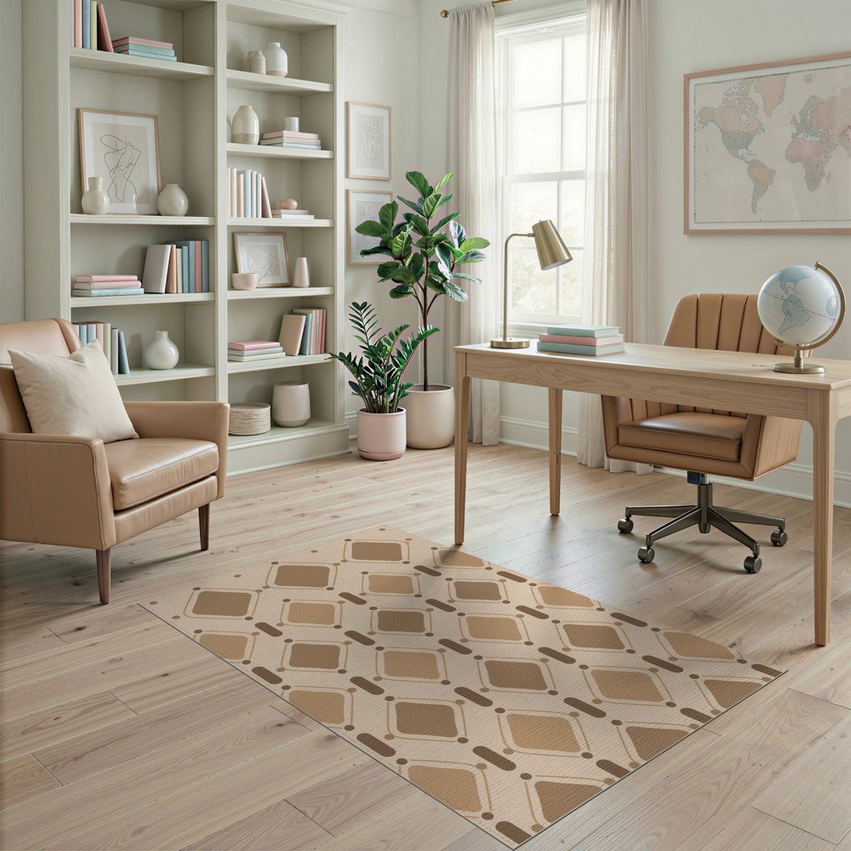 Geometric Modern Brown Geometric Diamond Area Rug