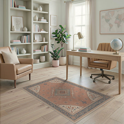 Blue Teal Floral Vintage No. 26 Area Rug