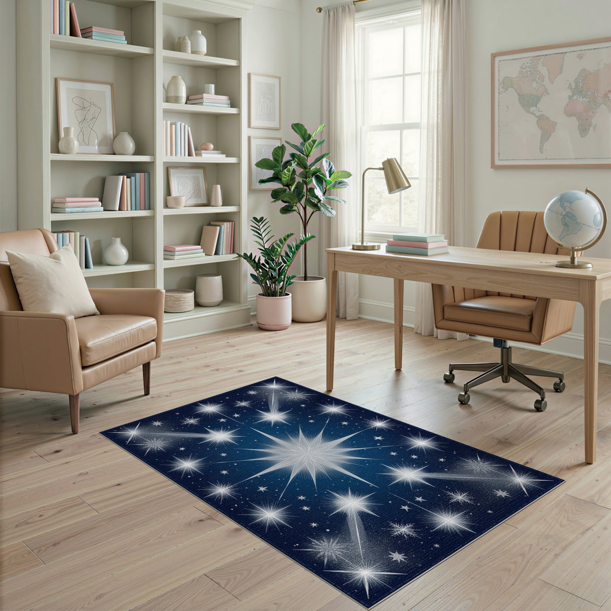 Starburst Midnight Blue Area Rug