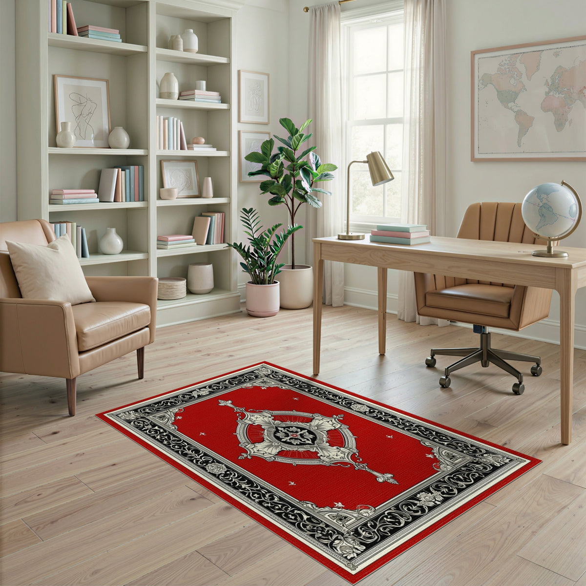 Red Traditional Persian Red Ornate Medallion Persian Area Rug