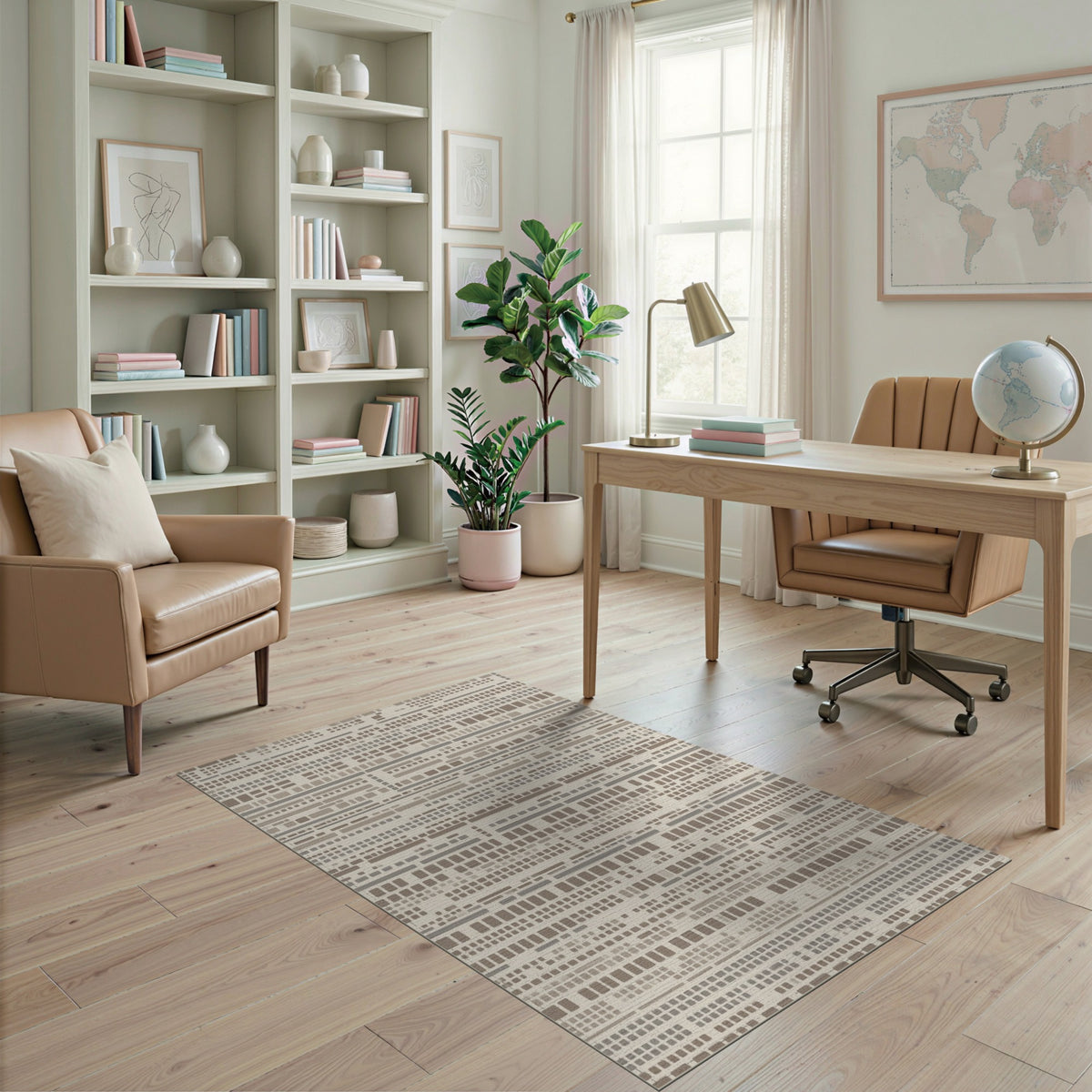 Geometric Modern Striped Beige Geometric Striped Area Rug