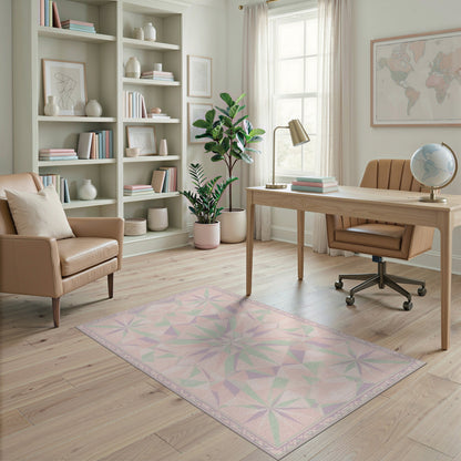 Pink Geometric Starburst Area Rug