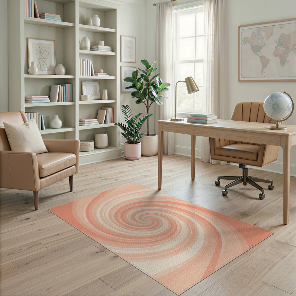 Orange Swirl Spiral Area Rug