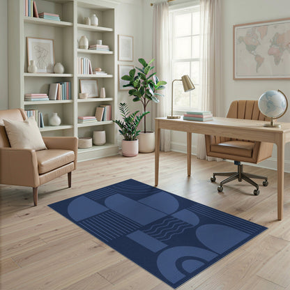 Navy Geometric Modern Navy Blue Geometric Area Rug