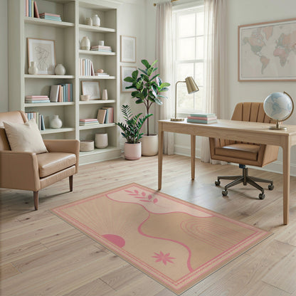 Pink Abstract Sunburst Area Rug