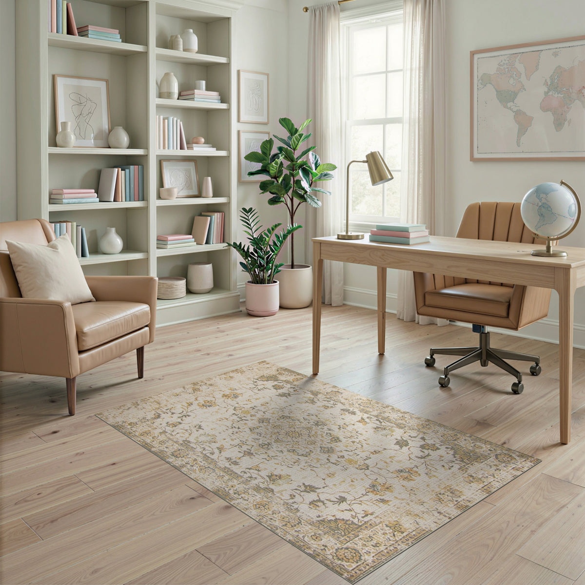 Beige Floral Vintage No. 75 Area Rug
