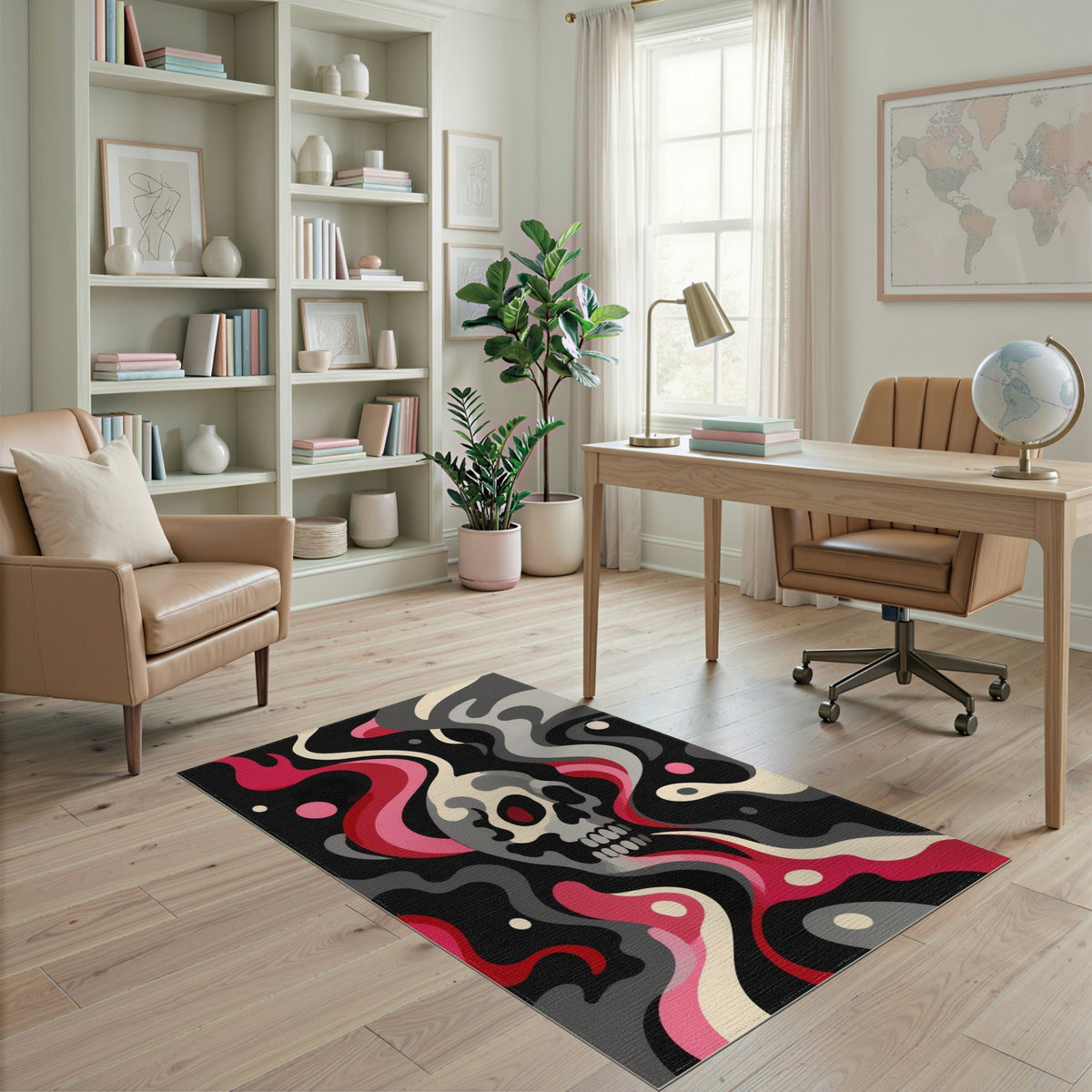 Skull Smoke Swirl Area Rug