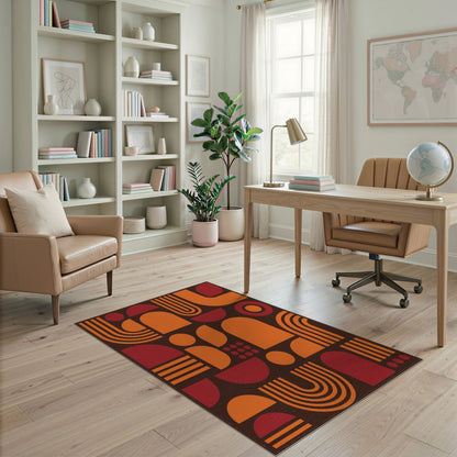 Orange Geometric Modern Area Rug