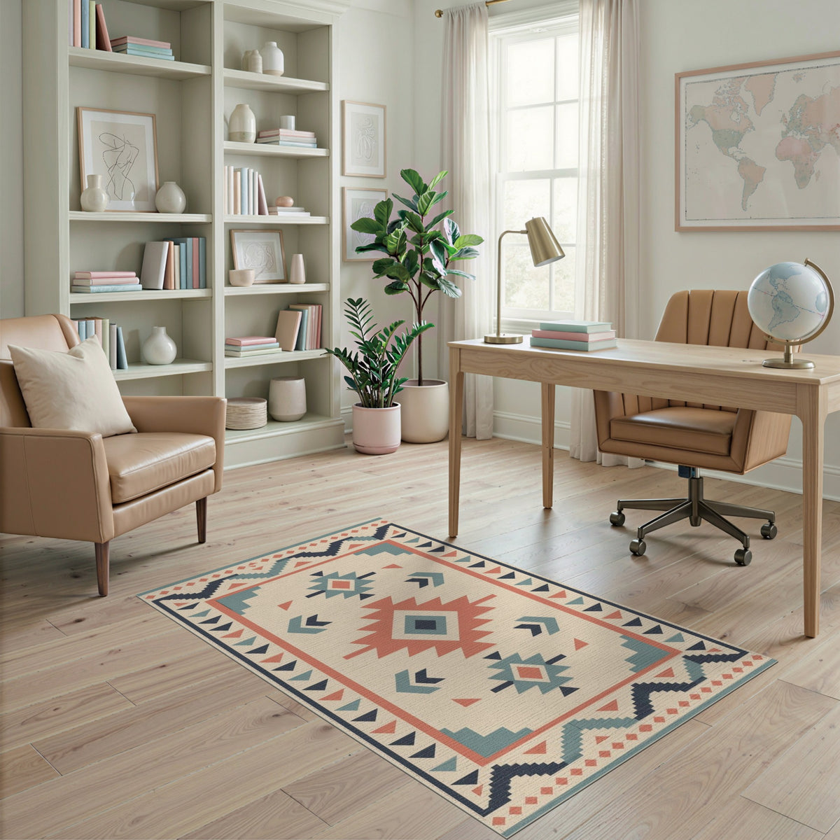 Southwestern Geometric Teal Area Rug