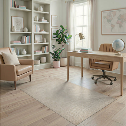 Beige Geometric Trellis Washable Area Rug