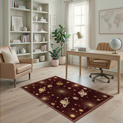 Vintage Celestial Planets Area Rug