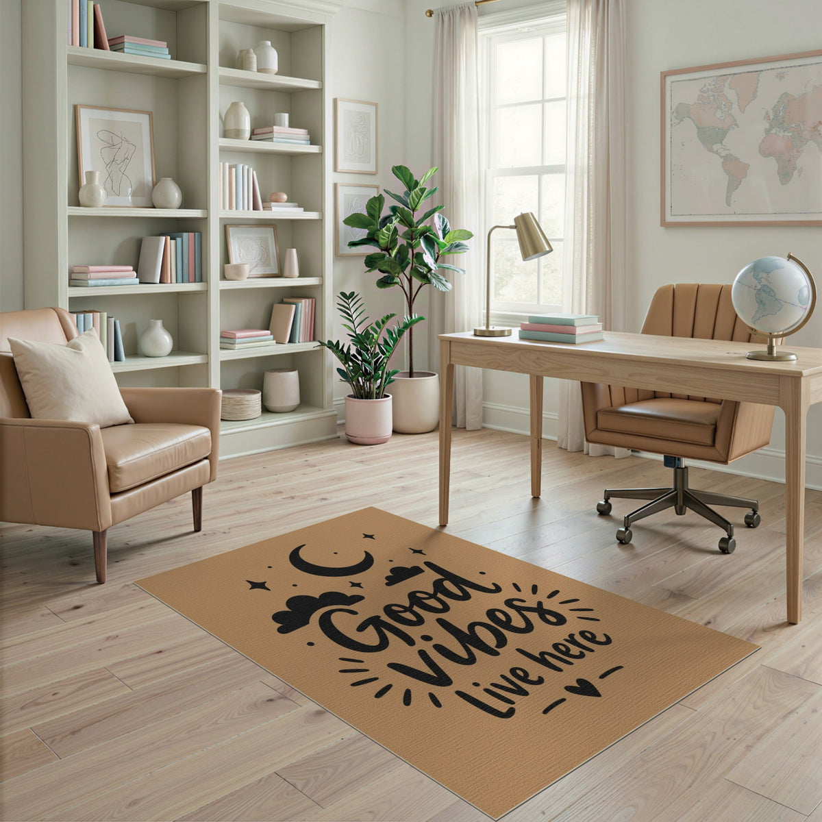 Good Vibes Live Here Boho Moon Rug