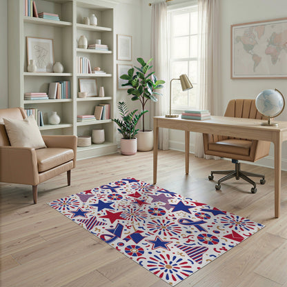 Patriotic Stars and Fireworks Area Rug