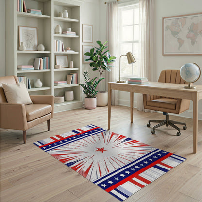 Patriotic Red Starburst Area Rug