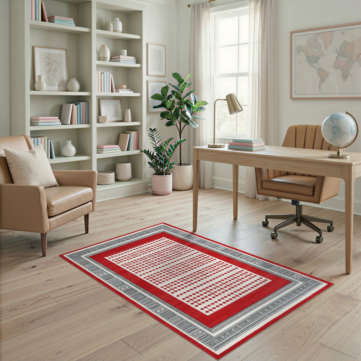 Red Diamond Lattice Area Rug
