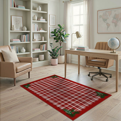 Red Plaid Holly Area Rug