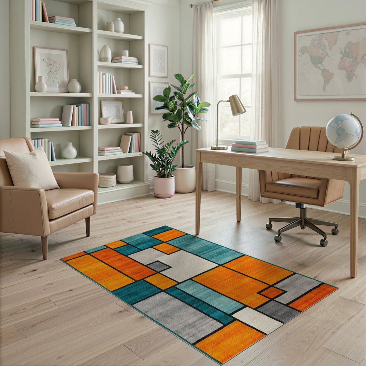 Bold Geometric Multi-Color Area Rug