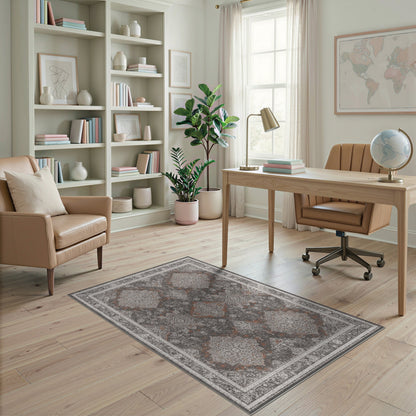 Grey Distressed Vintage Medallion Distressed Vintage Area Rug