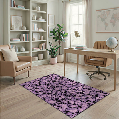 Purple Washable Purple Floral Vintage Washable Area Rug