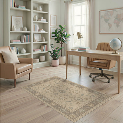 Vintage Beige Floral Area Rug