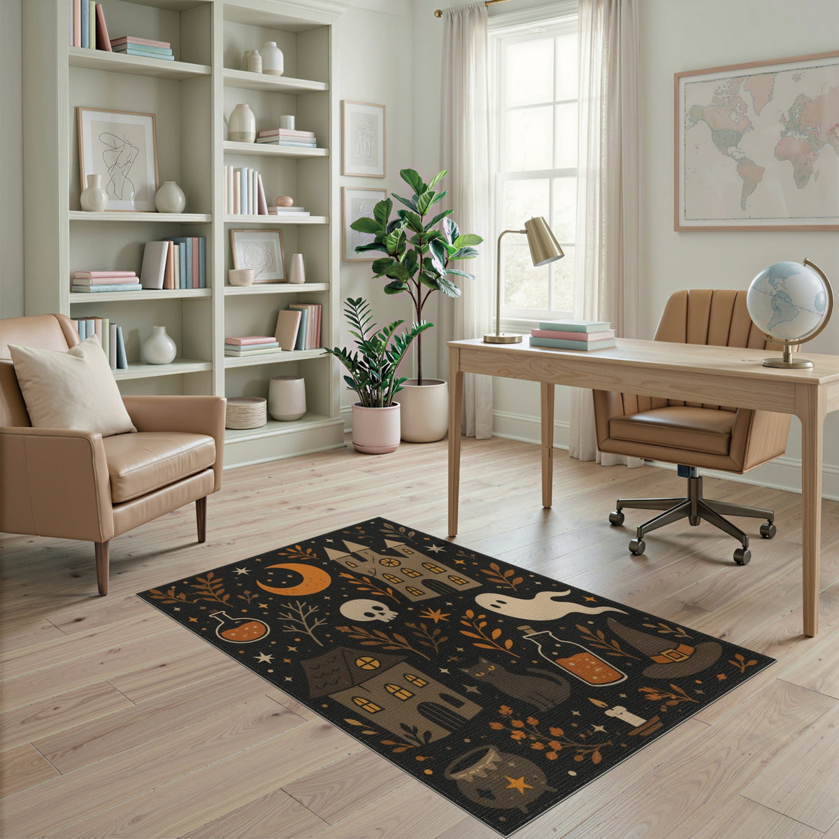 Spooky Halloween Cartoon Kids Area Rug
