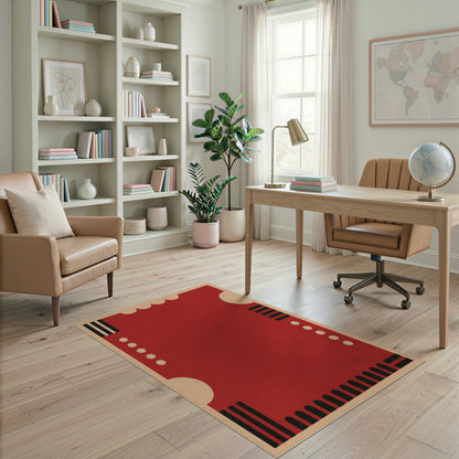 Bold Red Geometric No. 5 Area Rug
