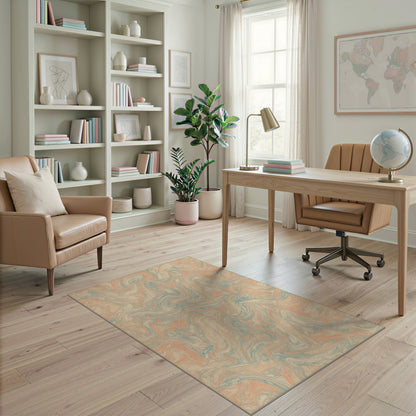 Abstract Marble Swirl Beige Area Rug