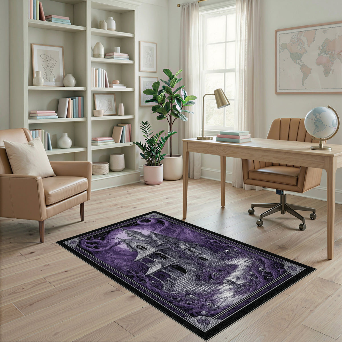 Purple Gothic Haunted Mansion Area Rug