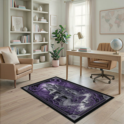 Purple Gothic Haunted Mansion Area Rug