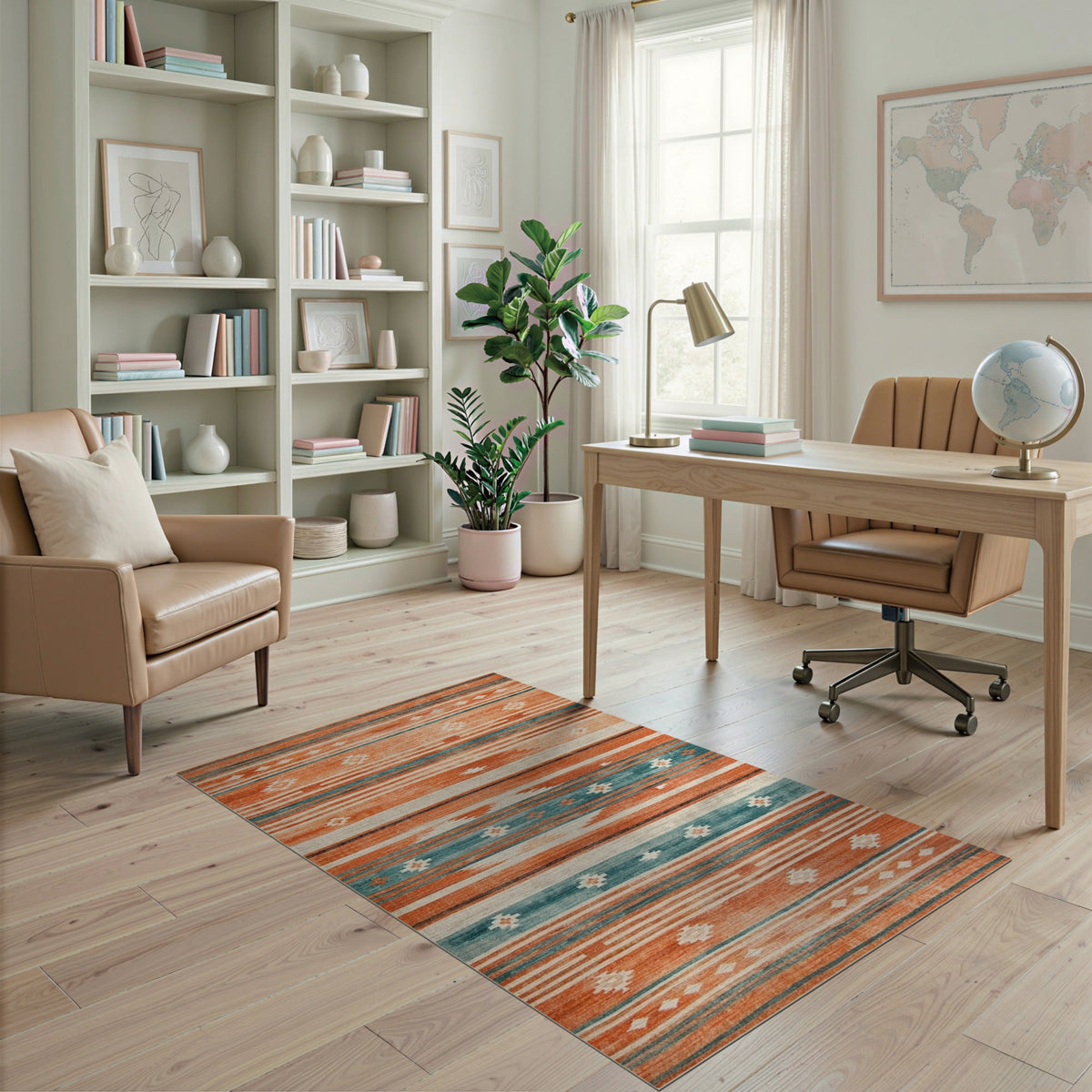 Southwestern Orange Geometric Area Rug