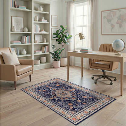 Navy Floral Blue and Teal Navy Blue Floral Persian Area Rug