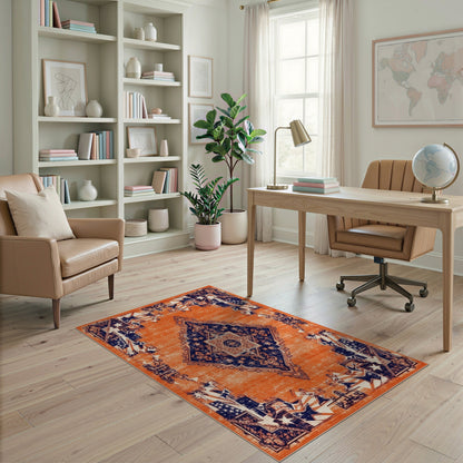 Orange Distressed Patriotic Area Rug