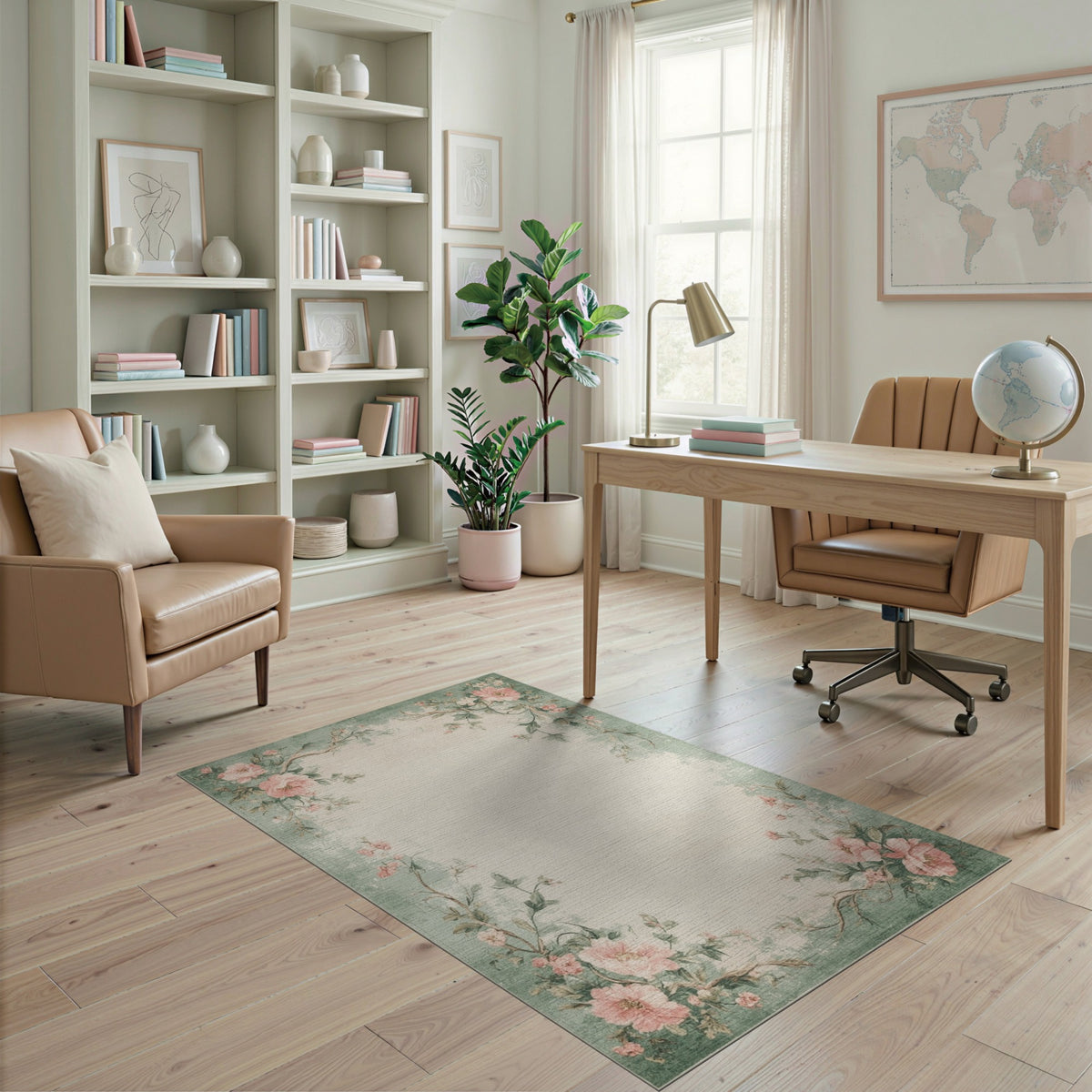 Rose Floral Vintage Pink Rose Vintage Floral Area Rug