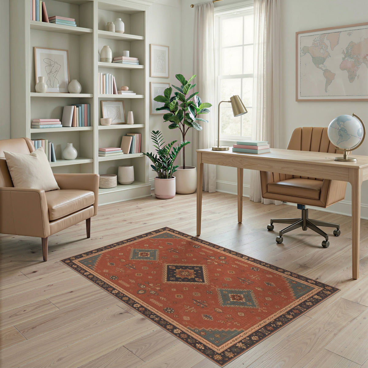 Red Southwestern Geometric Area Rug