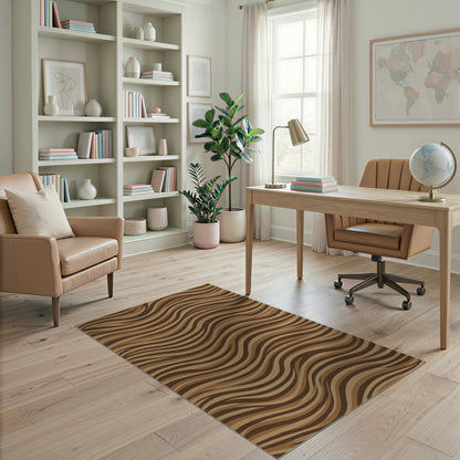 Brown Wavy Stripe Area Rug