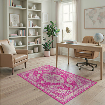 Pink Traditional Persian Pink Traditional Persian Area Rug
