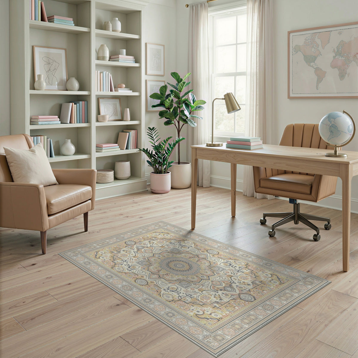 Traditional Persian Medallion Beige Persian Medallion Area Rug