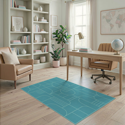 Teal Geometric Modern Blue and Teal Area Rug