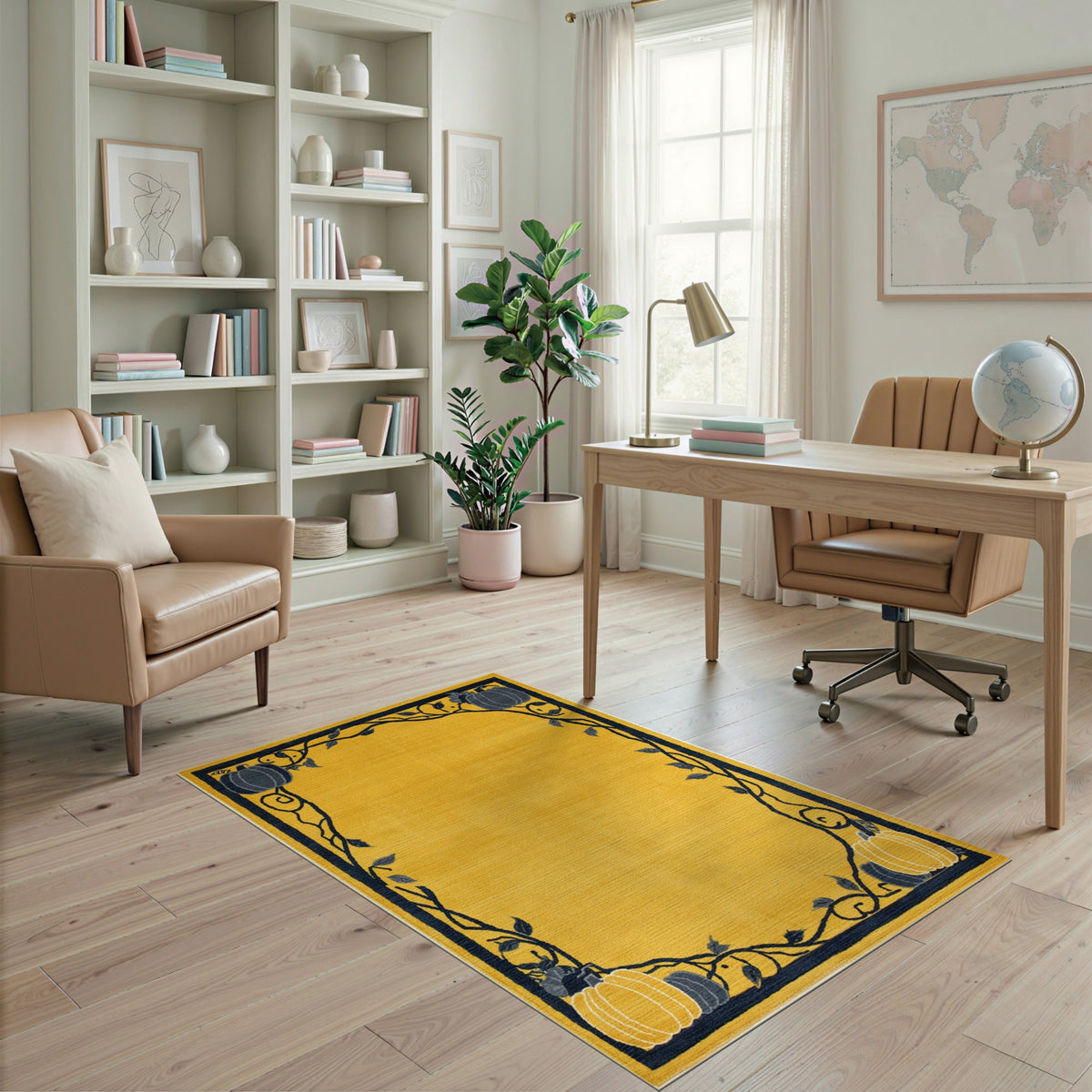 Yellow Pumpkin Vine Area Rug