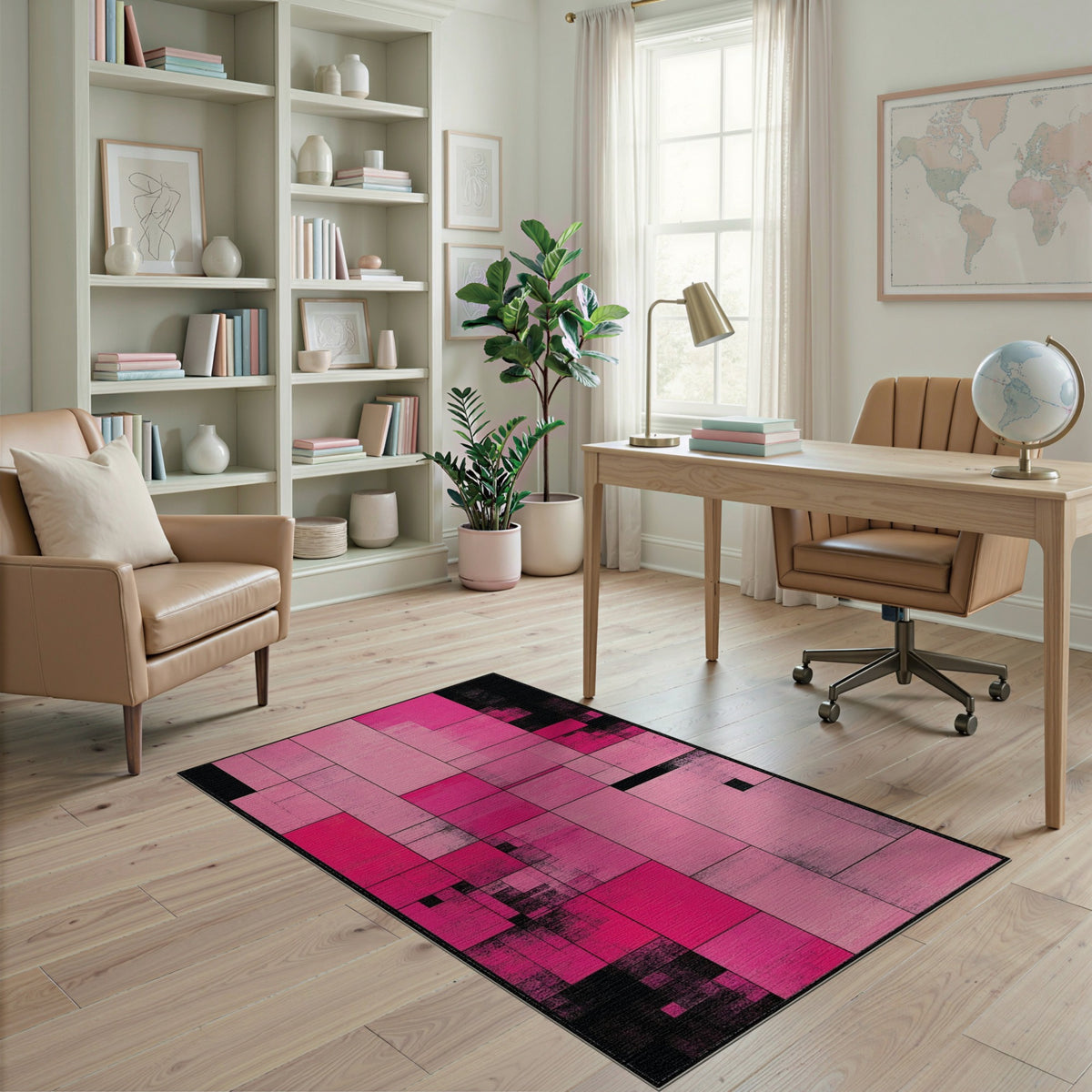 Pink Geometric Modern Area Rug