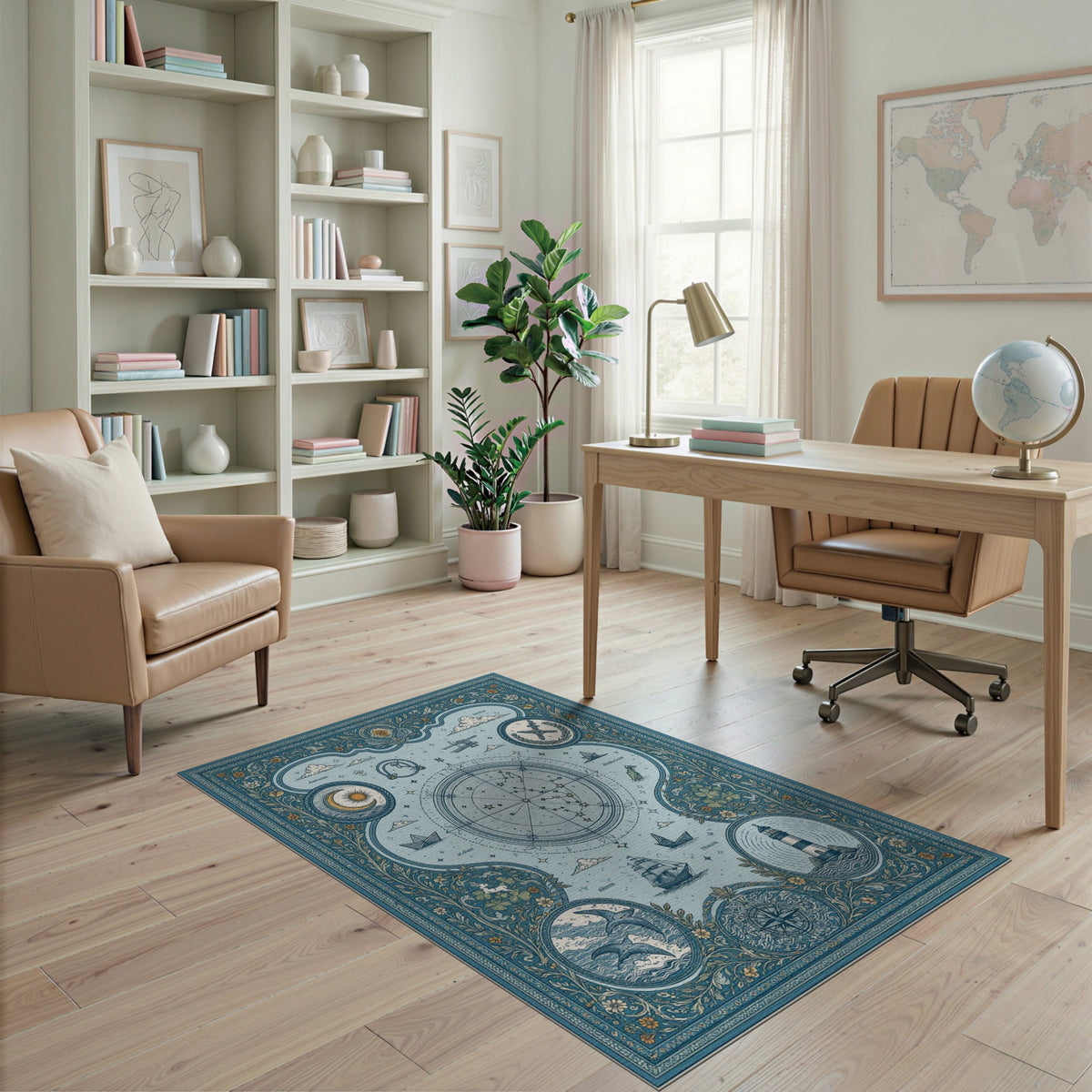 Celestial Nautical Compass Area Rug
